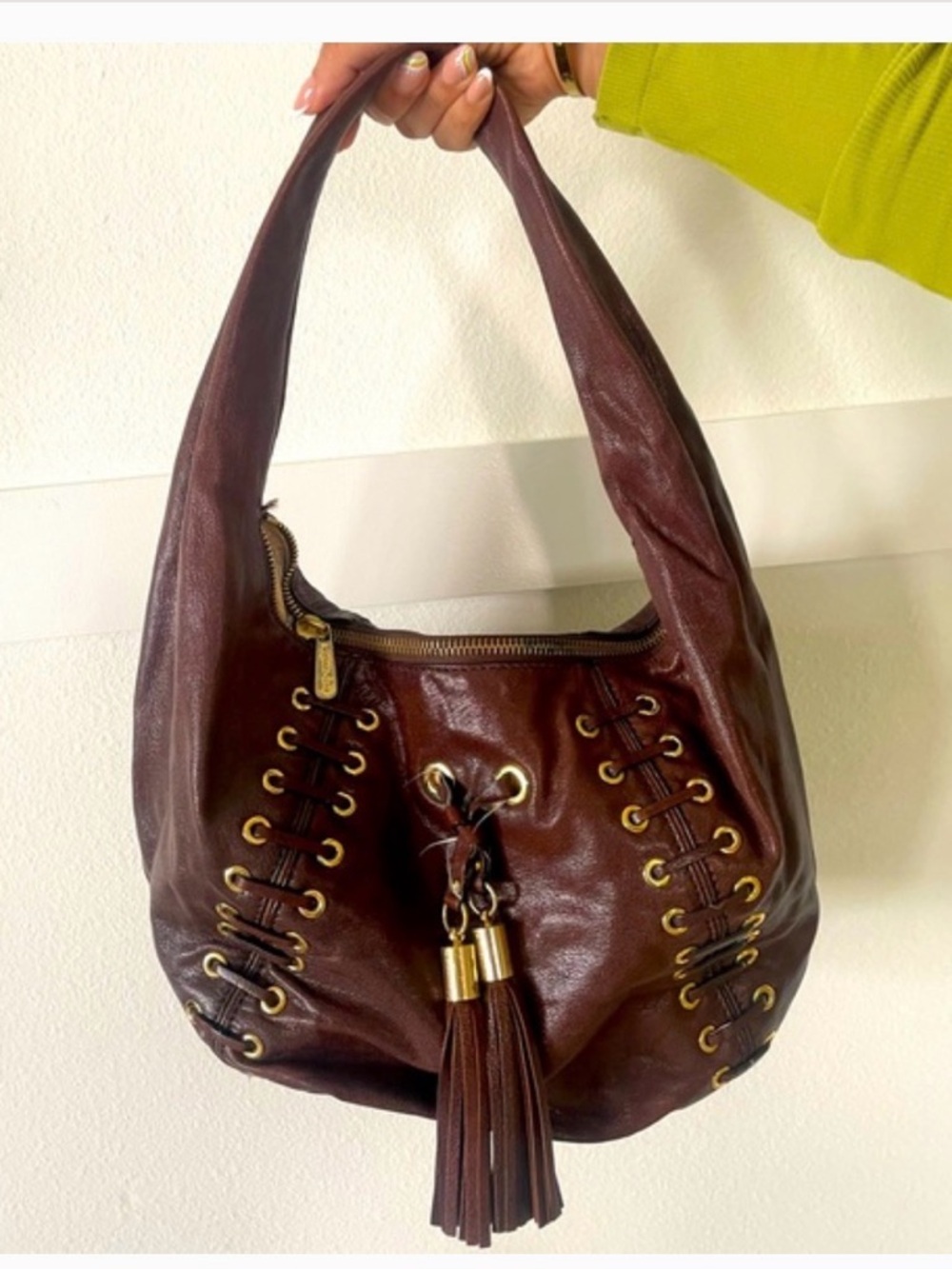Michael Kors Red Leather Tassel Hobo Bag - Picture 10 of 12